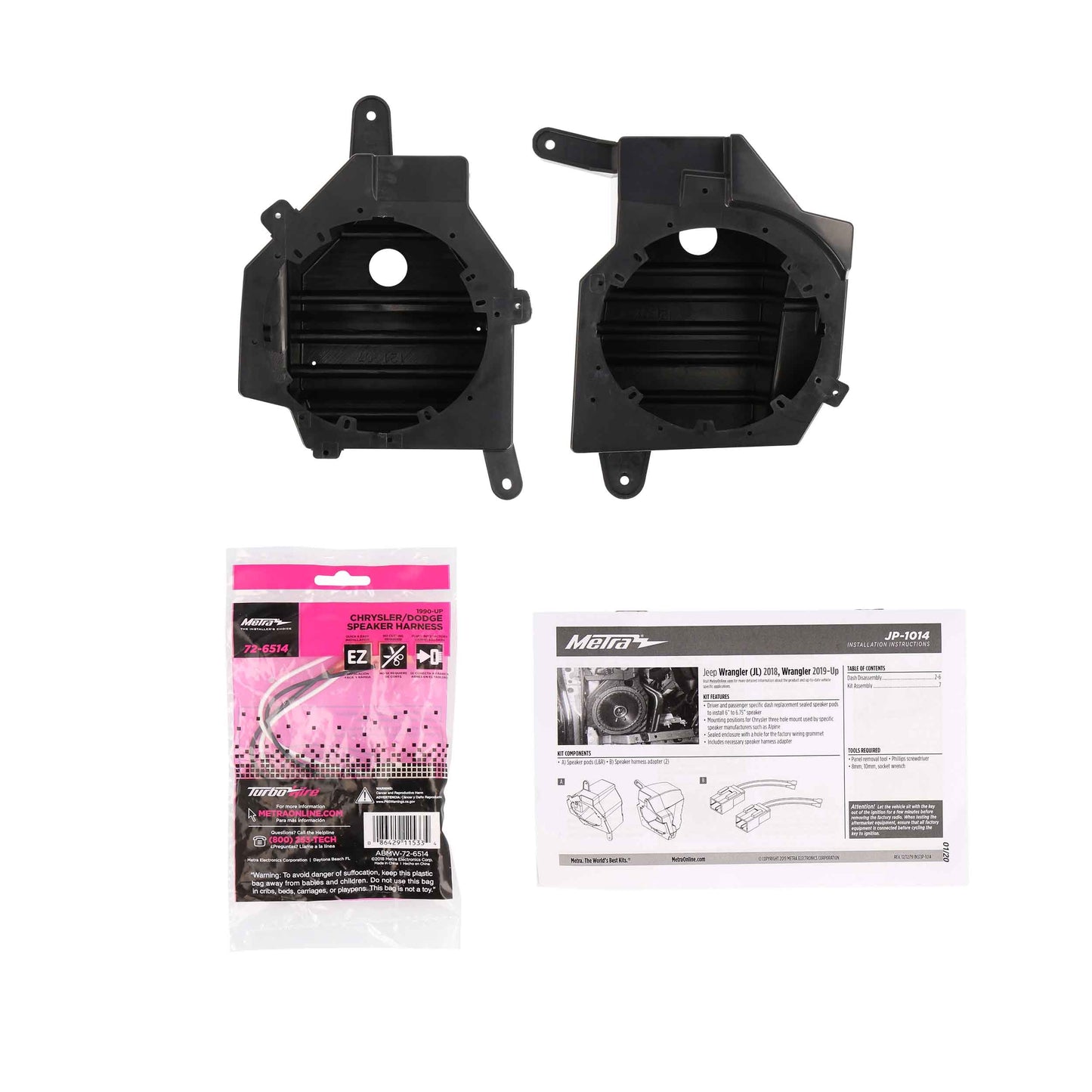 Metra JP-1014 6-6.75 Inch Dash Speaker Pods for Jeep Wrangler JL/Gladiator JT