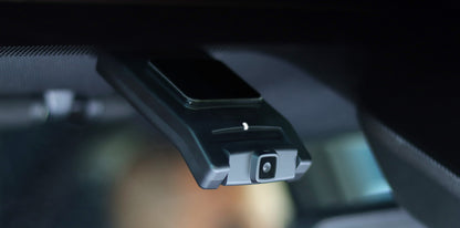 Momento M8 front camera installed near the windshield headliner