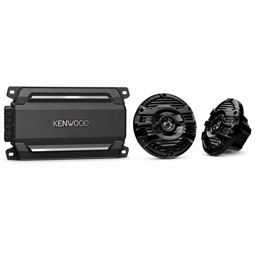 Kenwood KAC-M5024BT Marine Amplifer Bundle with 1 Pair of KFC-1653MRB (4 Speakers)