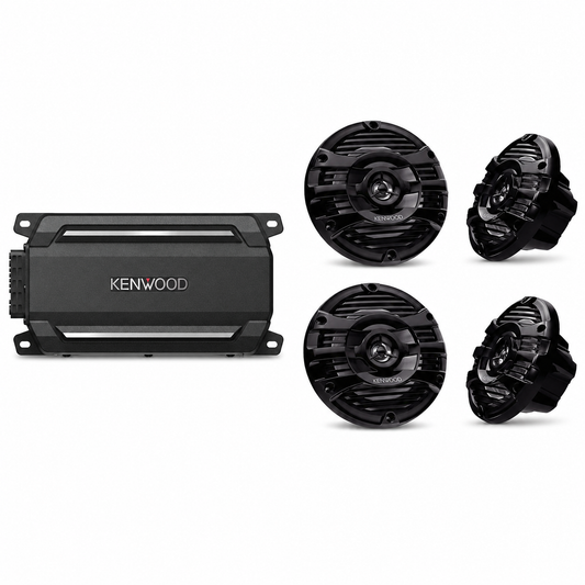 Kenwood KAC-M5024BT Marine Amplifer Bundle with 2 Pairs of KFC-1653MRB (4 Speakers)