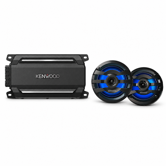 Kenwood KAC-M5024BT Marine Amplifer Bundle with 1 Pair of KFC-1673MRBL (2 Speakers)