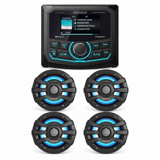 Kenwood KMR-XM500 Marine Stereo Bundle with 2 Pair of XM65BL (4 Speakers)