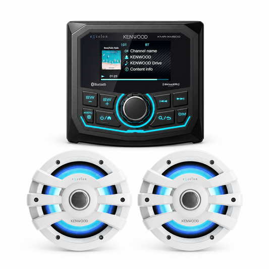 Kenwood KMR-XM500 Marine Stereo Bundle with 1 Pair of XM77WL (2 Speakers)