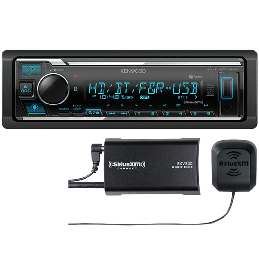 Kenwood KMM-BT732HD AM FM HD Bluetooth Car Stereo +SXV300V1 SiriusXM Satellite Tuner