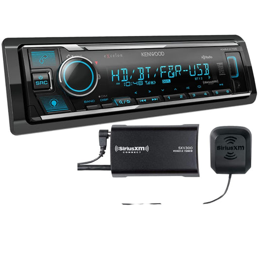 Kenwood KMM-X705 AM FM HD Bluetooth Digital Car Stereo + SXV300V1 SiriusXM Satellite Tuner