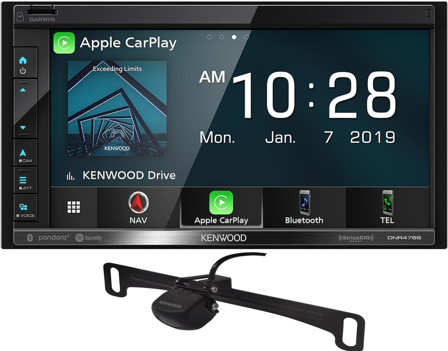 Kenwood DNR476S AM FM GPS Apple CarPlay Android Auto Car Stereo + CMOS-230LP Backup Camera