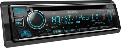 Kenwood eXcelon KDC-X705 AM FM HD CD Bluetooth Car Stereo + Alexa + SXV300V1 SiriusXM Satellite Tuner