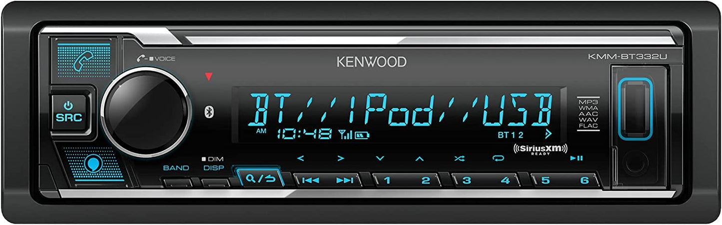 Kenwood KMM-BT332U AM FM USB Bluetooth Car Stereo + SXV300V1 SiriusXM Satellite Tuner