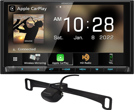 Kenwood DMX958XR 6.8" AM FM HD Wireless CarPlay, Android Auto + CMOS-230LP Backup Camera