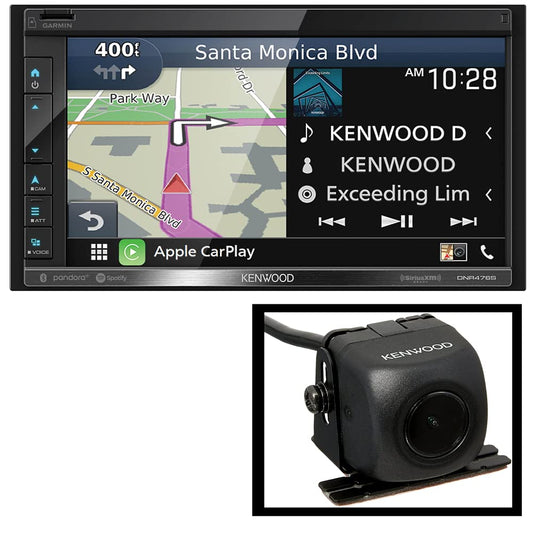 Kenwood DNR476S AM FM GPS Apple CarPlay Android Auto Car Stereo + CMOS-130 Backup Camera