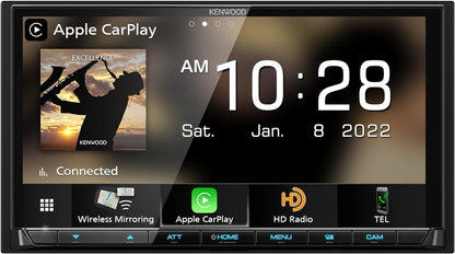 Kenwood eXcelon DMX908S 6.75″ Digital Multimedia Receiver with Wireless CarPlay, Android Auto, HD Radio + CMOS-230LP Low-Profile Backup Camera
