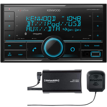 Kenwood eXcelon DPX395MBT AM FM USB CD Bluetooth Car Stereo + SXV300V1 SiriusXM Satellite Tuner