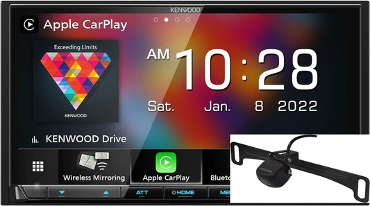 Kenwood DMX9708S 6.95" AM FM HD Bluetooth Car Stereo Wireless CarPlay Android Auto + CMOS-230LP Camera
