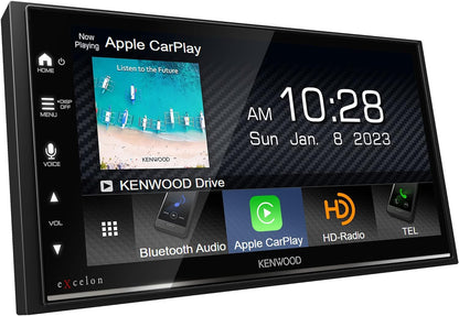 Kenwood eXcelon DMX809S 6.75″ Digital Multimedia Receiver with Wireless CarPlay, Android Auto, HD Radio + CMOS-230LP Low-Profile Backup Camera
