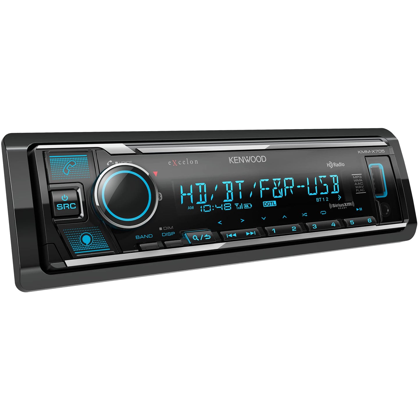 Kenwood KMM-X705 AM FM HD Bluetooth Digital Car Stereo - Single DIN