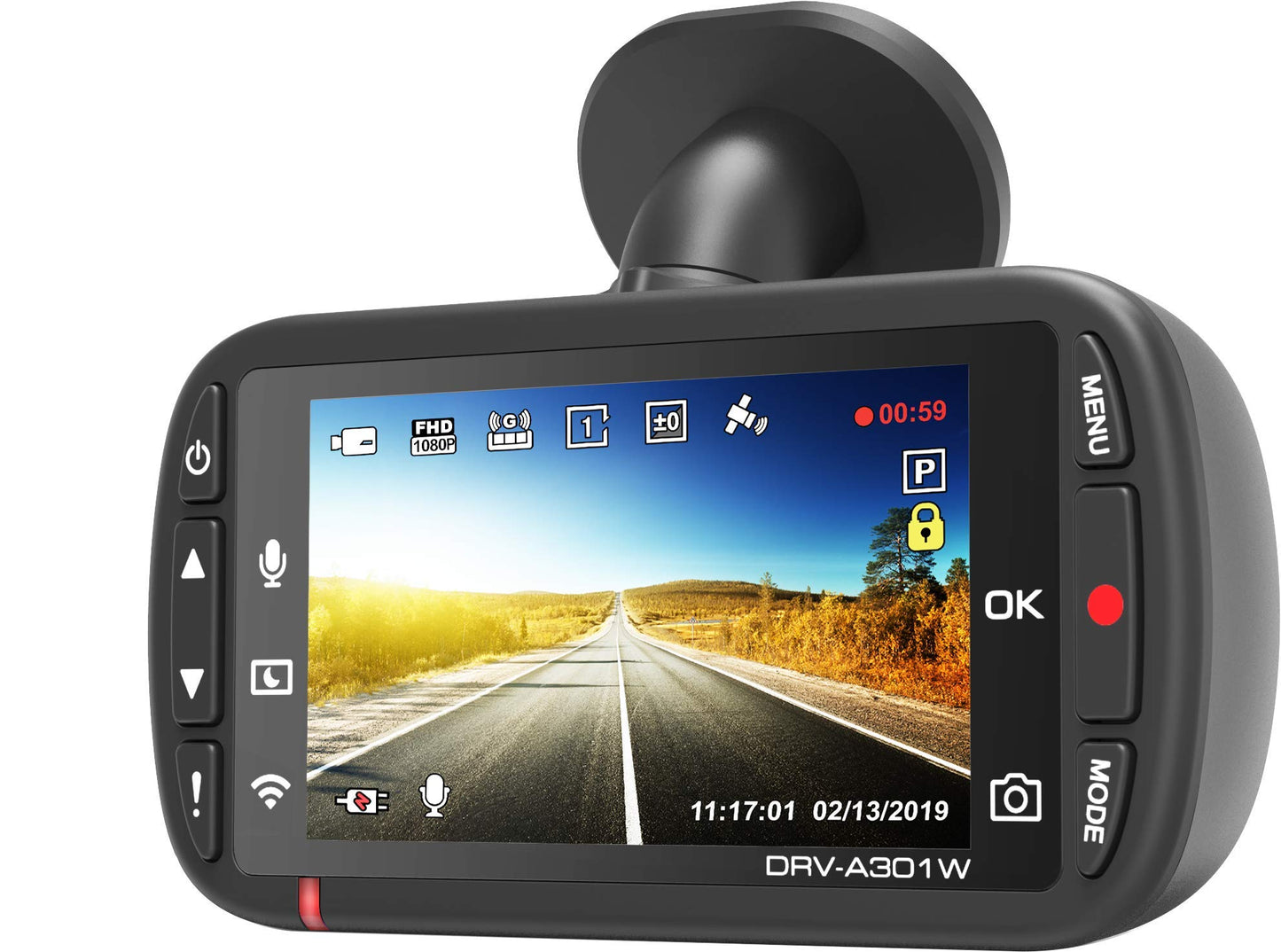 Kenwood DRV-A301W HD Dash cam 2.7" Display, Parking Mode Recording | GPS