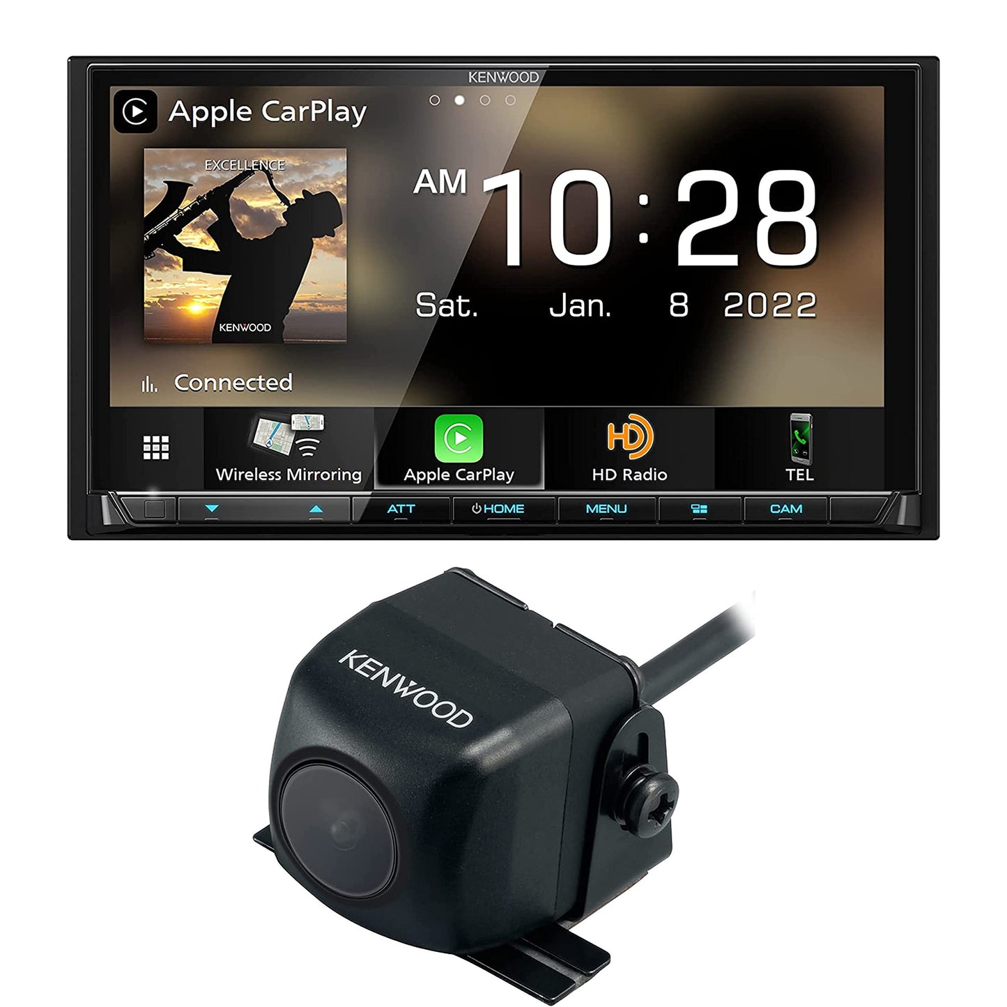 Kenwood DMX908S 6.95" Car Stereo- Wireless Apple CarPlay, Android Auto + CMOS-230 Backup Camera