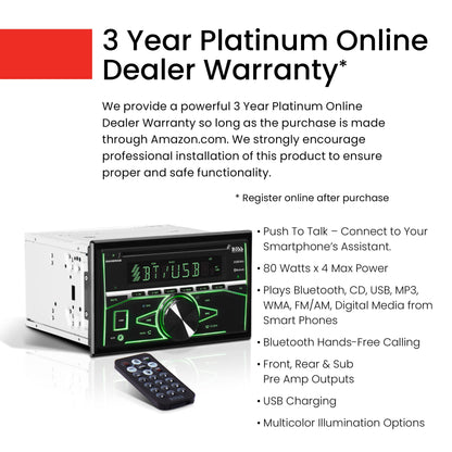 BOSS Audio 660BRGB Single-DIN Digital Media Receiver with Bluetooth & RGB Illumination