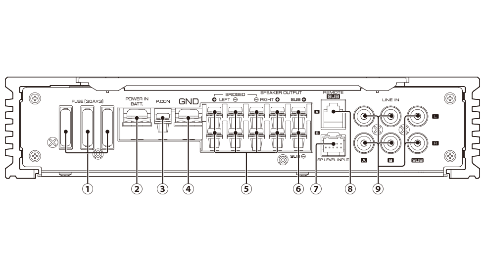 Wiring diagram for Kenwood X802-5 eXcelon car audio amplifier